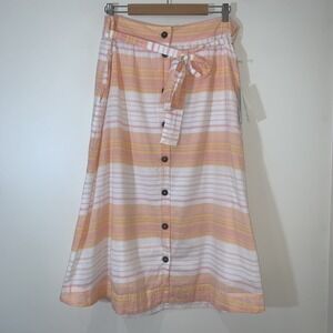 Carve Designs Amaya Midi Skirt Womens XL‎ Organic Striped Button Front Coastal